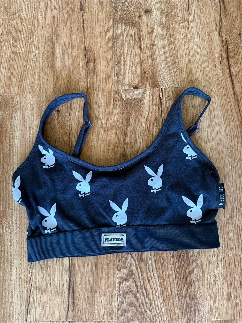 PLAYBOY x MISSGUIDED Navy Bunny Logo Bralette